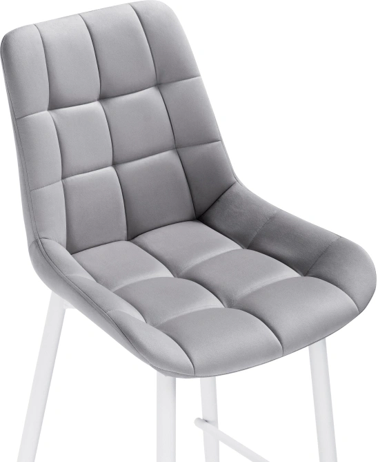 Полубарный стул Алст, велюр светло-серый / белый