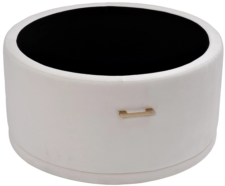 Журнальный стол GY-08549 с пуфом, 84.5x84.5x47, стекло, прозрачный / золото