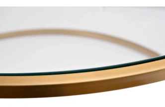 Журнальный стол GY-08549 с пуфом, 84.5x84.5x47, стекло, прозрачный / золото