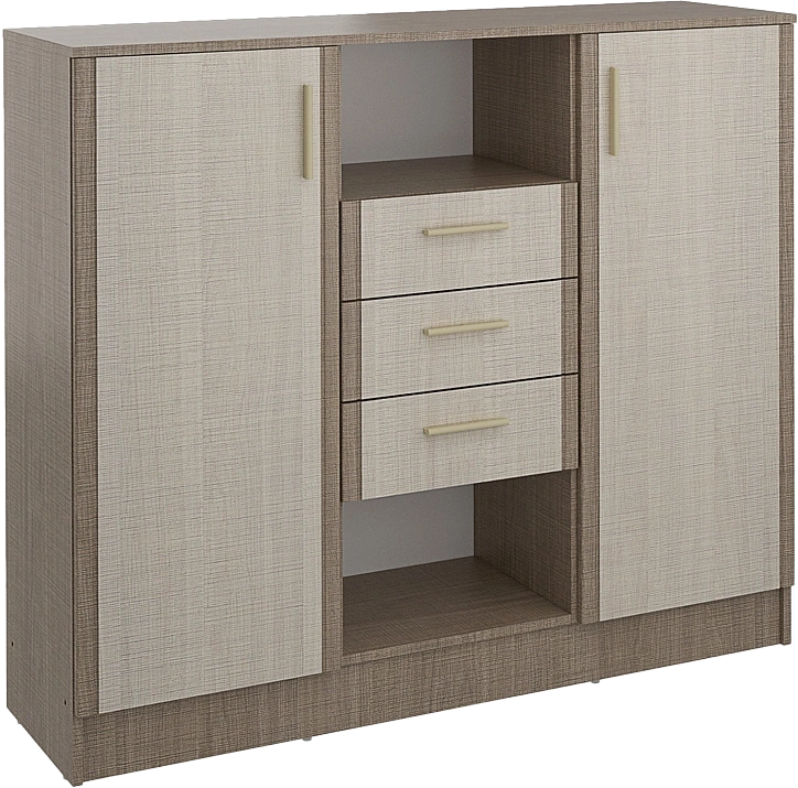 Комод Юта, с полками и ящиками, Крослайн карамель / Латте