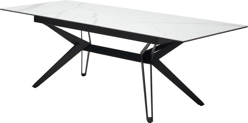 Кухонный стол раздвижной Urbino 180, Matte Statuario Белый мрамор матовый, керамика, черный каркас