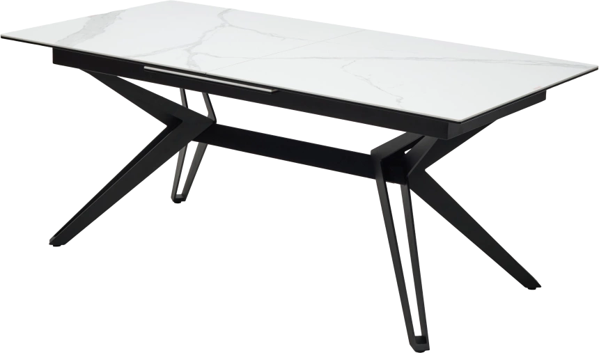 Кухонный стол раздвижной Urbino 180, Matte Statuario Белый мрамор матовый, керамика, черный каркас