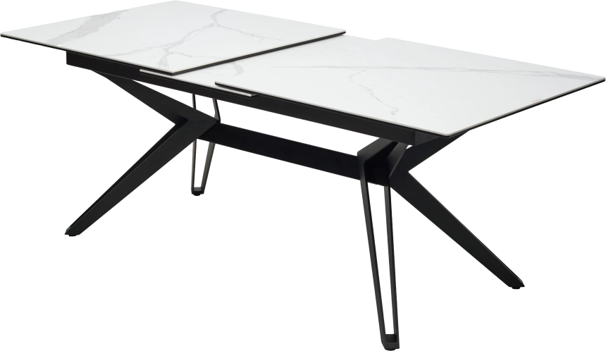 Кухонный стол раздвижной Urbino 180, Matte Statuario Белый мрамор матовый, керамика, черный каркас