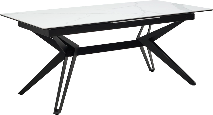 Кухонный стол раздвижной Urbino 180, Matte Statuario Белый мрамор матовый, керамика, черный каркас