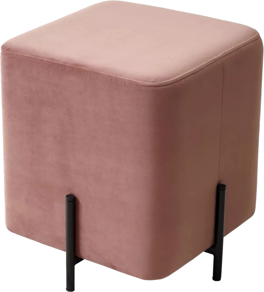 Пуф Феликс, квадратный, розовый #15, велюр / черный каркас