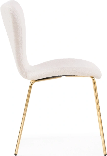 Стул на металлокаркасе Solo, мягкий, букле белый / золотой