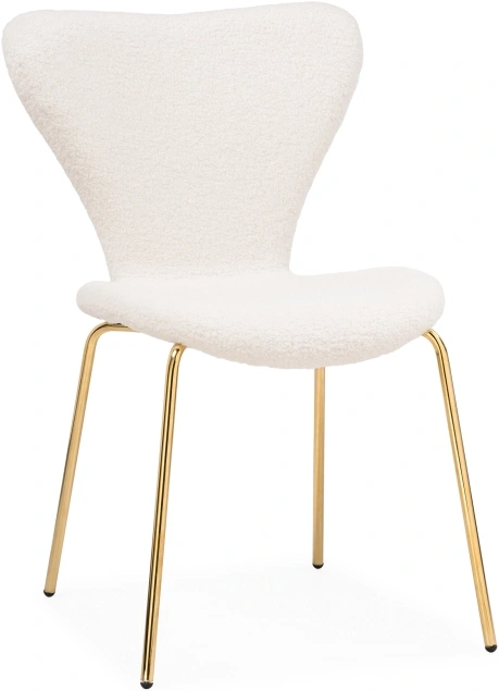 Стул на металлокаркасе Solo, мягкий, букле белый / золотой