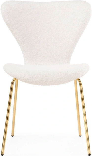 Стул на металлокаркасе Solo, мягкий, букле белый / золотой