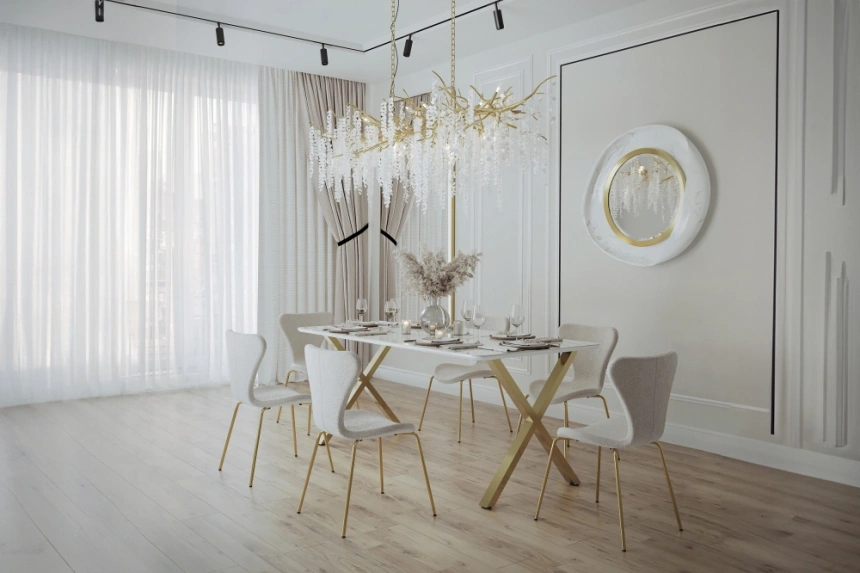 Стул на металлокаркасе Solo, мягкий, букле белый / золотой