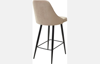 Полубарный стул Nepal-PB, Бежевый #5, велюр, черный каркас (H=68cm)