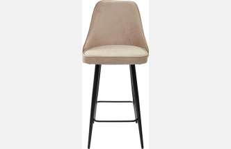 Полубарный стул Nepal-PB, Бежевый #5, велюр, черный каркас (H=68cm)