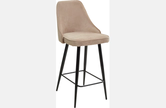 Полубарный стул Nepal-PB, Бежевый #5, велюр, черный каркас (H=68cm)