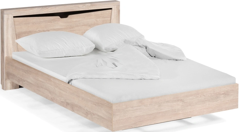 Двуспальная кровать Магантия, 160x200, с ПМ, парящая, дуб баррик