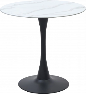 Кухонный стол Solo 80, Белый мрамор G-1, стекло, черный