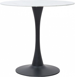 Кухонный стол Solo 80, Белый мрамор G-1, стекло, черный