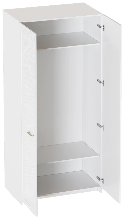 Шкаф двухдверный Манхэттен, распашной для одежды, белый аляска / айс 06