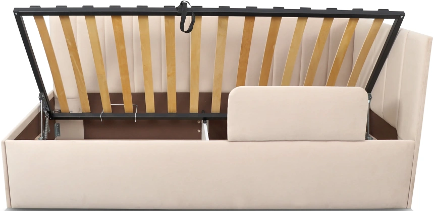 Кровать односпальная Хеппи-2, мягкая, велюр Мора бежевый