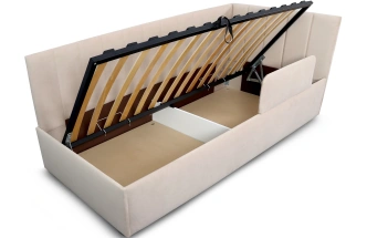 Кровать односпальная Хеппи-2, мягкая, велюр Мора бежевый