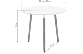 Кухонный стол Lorini, 90x73, МДФ, white, каркас wood 
