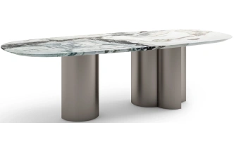 Обеденный стол 160KD-60081 , 280x120x77, мрамор, белый мрамор / серый