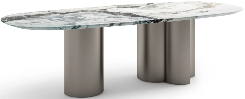 Обеденный стол 160KD-60081 , 280x120x77, мрамор, белый мрамор / серый