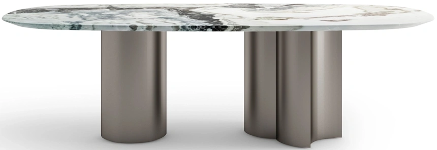 Обеденный стол 160KD-60081 , 280x120x77, мрамор, белый мрамор / серый