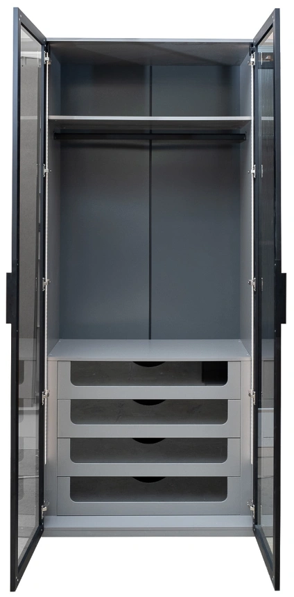 Шкаф двухдверный Alto, 100x57x230.5, распашной с ящиками, серый кобальт