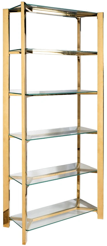 Стеллаж GY-08728, со стеклянными полками, золото 