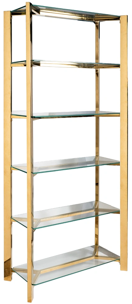 Стеллаж GY-08728, со стеклянными полками, золото 