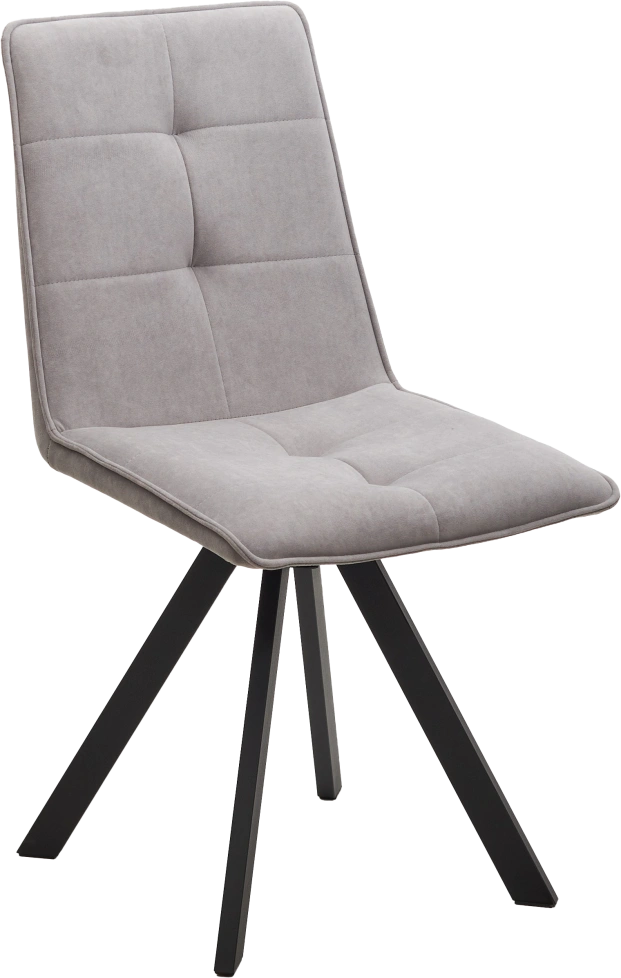 Стул Bronx, мягкий, поворотный, B22 Серый, велюр, черный каркас