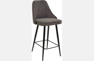 Полубарный стул Nepal-PB, Графит #14, велюр, черный каркас (H=68cm)