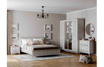 Кровать Валенсия 140, полутораспальная, персидский жемчуг / дуб натуральный светлый