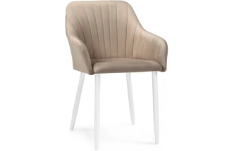 Стул Слэм, мягкий, с подлоктниками, бежевое / белое