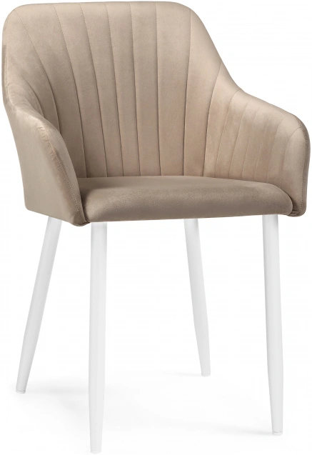 Стул Слэм, мягкий, с подлоктниками, бежевое / белое