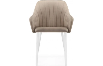 Стул Слэм, мягкий, с подлоктниками, бежевое / белое