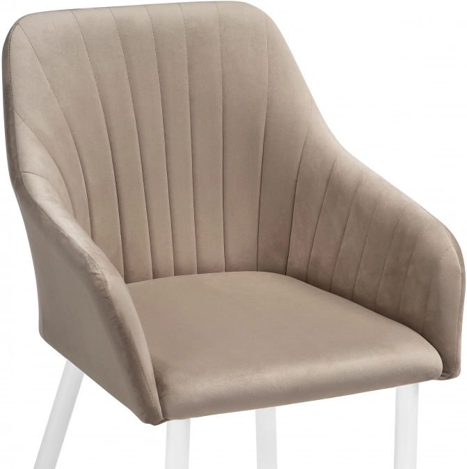 Стул Слэм, мягкий, с подлоктниками, бежевое / белое