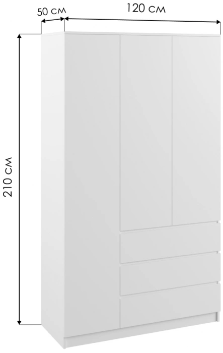 Шкаф трехдверный Мадера, распашной для одежды, ЛДСП, графит новый