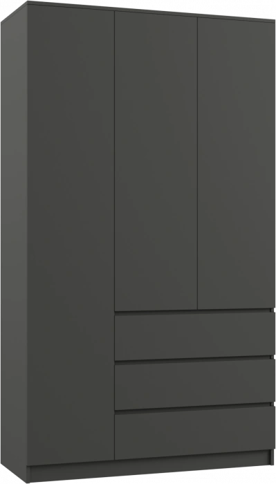 Шкаф трехдверный Мадера, распашной для одежды, ЛДСП, графит новый