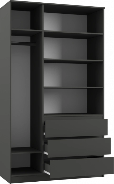 Шкаф трехдверный Мадера, распашной для одежды, ЛДСП, графит новый