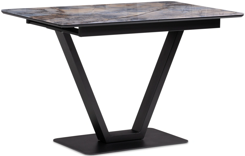 Кухонный раздвижной стол Бугун, 120(160)x80x77, стекло, магеллан / черный