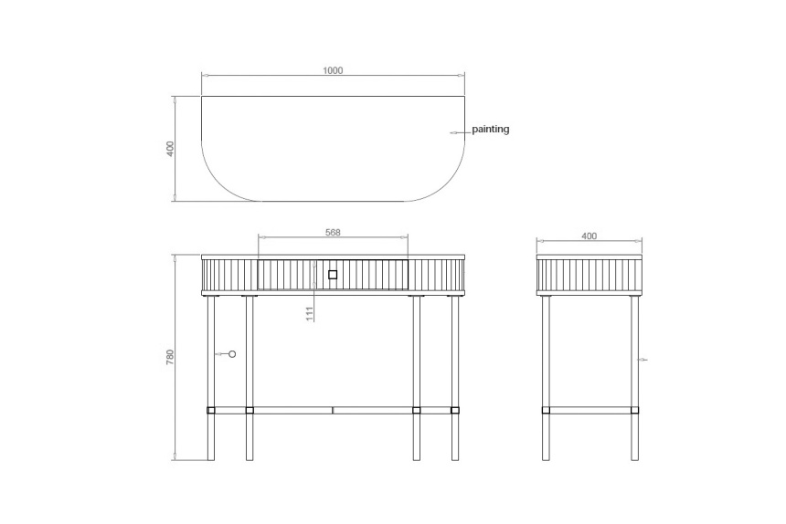 Туалетный столик KFG166, белый / золото