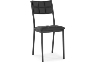 Стул на металлокаркасе Бекал, экокожа черный / матовый черный