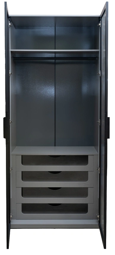 Шкаф двухдверный Alto, 100x57x228.5, распашной с ящиками, серый кобальт 