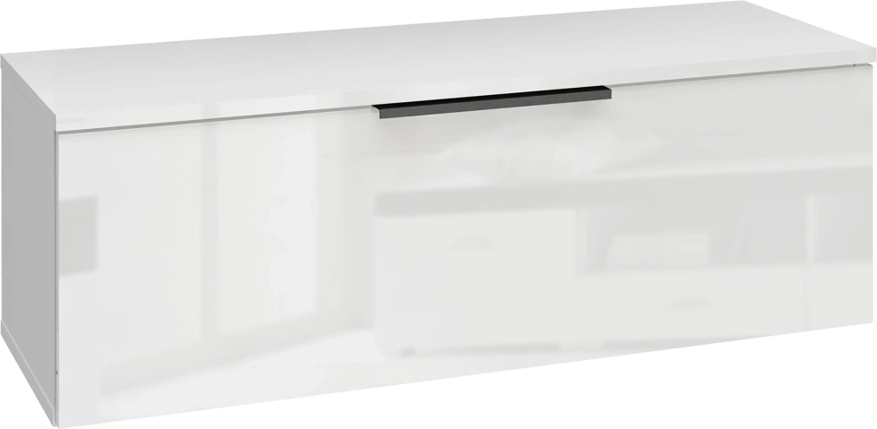 Тумба под ТВ Слайд, с ящиком, Белый глянец
