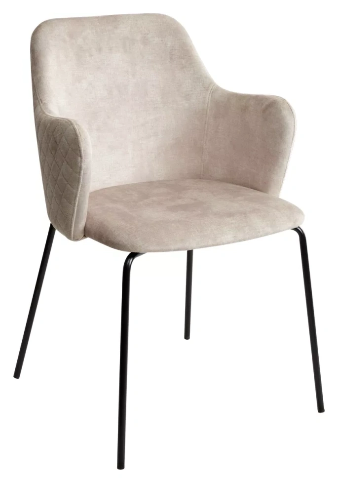 Стул Amaretto, мягкий, VT5001-1 античный светло-бежевый, велюр без пальчикового эффекта, черный каркас