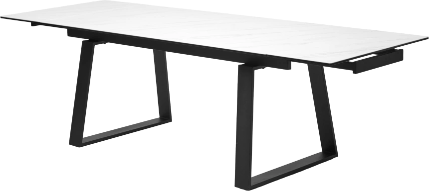 Кухонный стол раздвижной Vasto 200, Marbles KL-99, Белый мрамор матовый, итальянская керамика, черный каркас