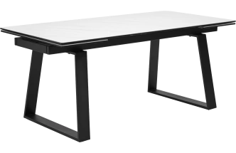 Кухонный стол раздвижной Vasto 200, Marbles KL-99, Белый мрамор матовый, итальянская керамика, черный каркас