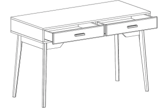 Стол письменный Калгари, с ящиками, дуб светлый / белый матовый