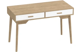 Стол письменный Калгари, с ящиками, дуб светлый / белый матовый