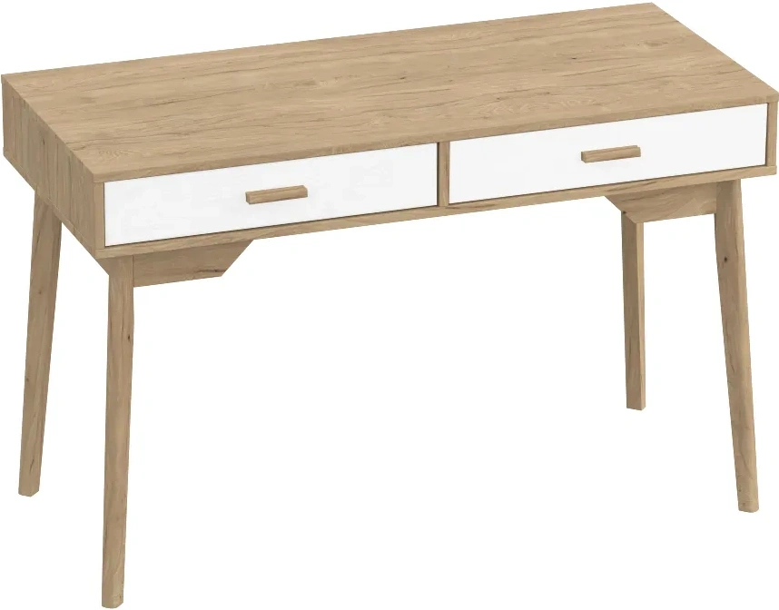 Стол письменный Калгари, с ящиками, дуб светлый / белый матовый